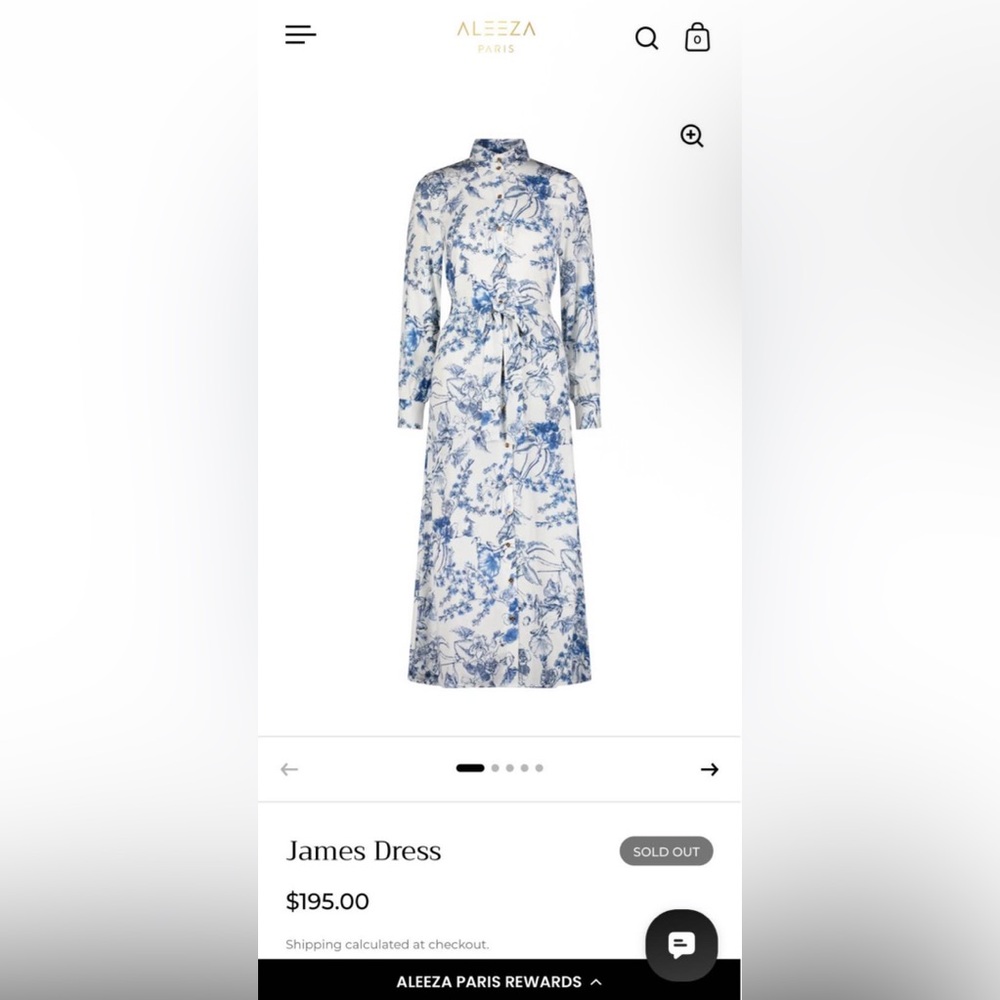 NWT ALEEZA PARIS James Blue Floral Shirt Dress